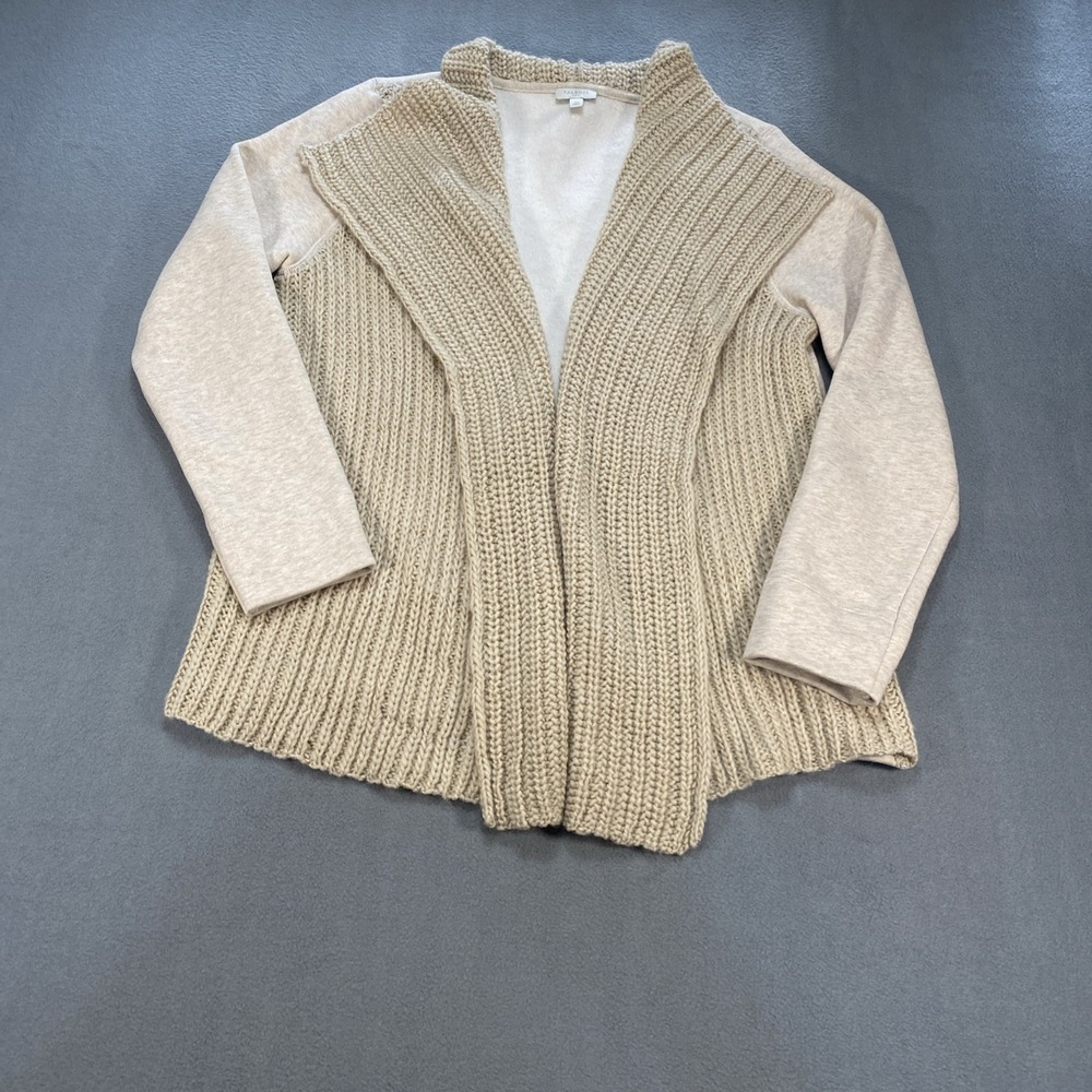 Talbots Women's Medium Cargican Open Front Beige Wool Blend Sweater‎ Comfy Cozy